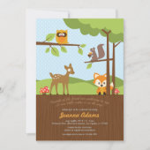 Woodland Critters Baby shower Invitation Kaart (Voorkant)