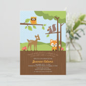 Woodland Critters Baby shower Invitation Kaart (Staand voorkant)