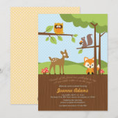 Woodland Critters Baby shower Invitation Kaart (Voorkant / Achterkant)