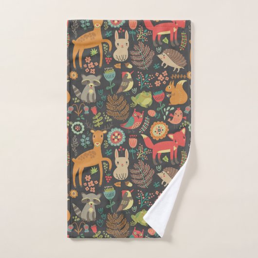 Woodland Critters Cottcore Folk Art Bad Handdoek (Handdoek)