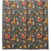 Woodland Critters Cottcore Folk Art Douchegordijn (Voorkant)