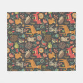 Woodland Critters Cottcore Folk Art Fleece Deken (Voorkant (Horizontaal))