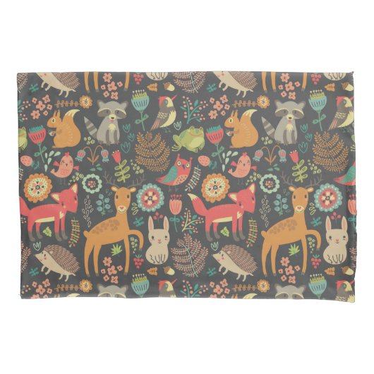 Woodland Critters Cottcore Folk Art Kussensloop (Voorkant)