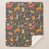 Woodland Critters Cottcore Folk Art Sherpa Deken (Voorkant)