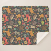 Woodland Critters Cottcore Folk Art Sherpa Deken (Voorkant (horizontaal))
