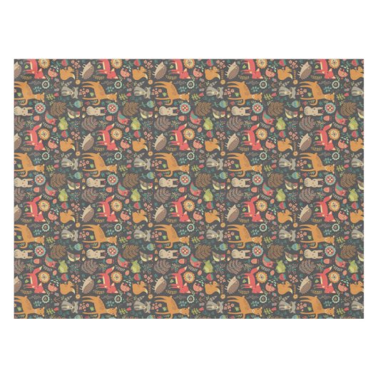 Woodland Critters Cottcore Folk Art Tafelkleed (Voorkant (Horizontaal))