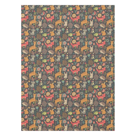 Woodland Critters Cottcore Folk Art Tafelkleed (Voorkant)