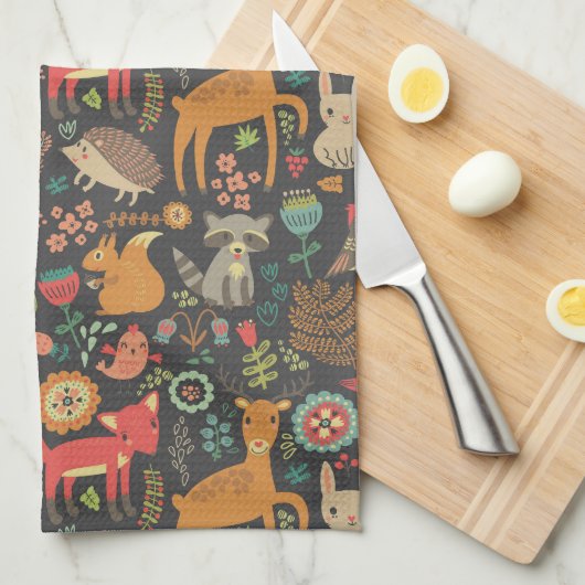 Woodland Critters Cottcore Folk Art Theedoek (Quarter Fold)