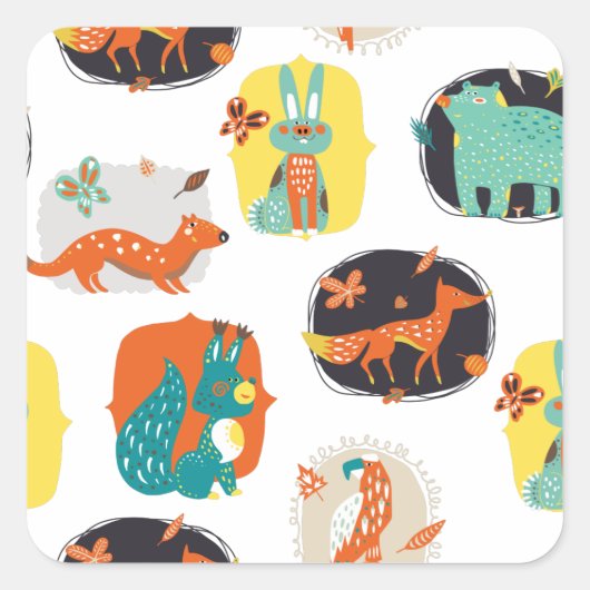 Woodland Critters Vierkante Sticker (Voorkant)