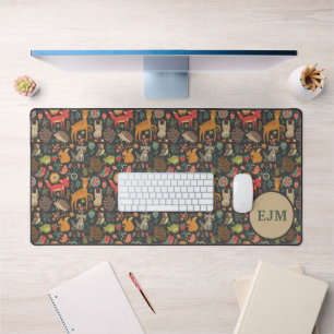Woodland Critters Volkskunst Monogram Bureaumat