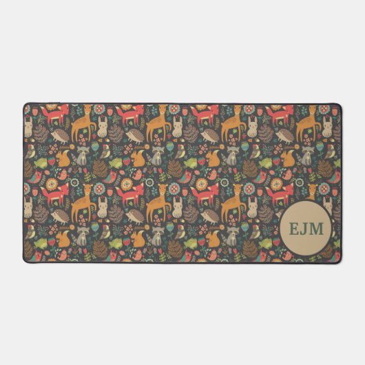 Woodland Critters Volkskunst Monogram Bureaumat (Voorkant)