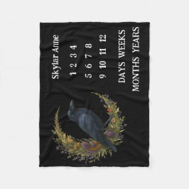 Woodland Crow Botanische Krans Mijlpaal Fleece Deken