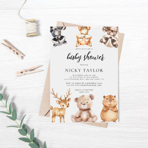 Woodland Cute Animal Baby shower Kaart