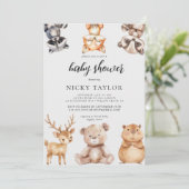 Woodland Cute Animal Baby shower Kaart (Staand voorkant)