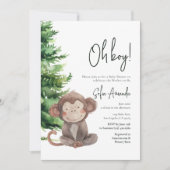 Woodland Cute Animal Monkey Baby shower Kaart (Voorkant)