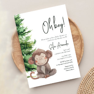 Woodland Cute Animal Monkey Baby shower Kaart