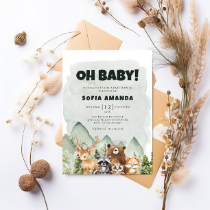 Woodland Cute Animal Mountain Forest Baby shower I Kaart