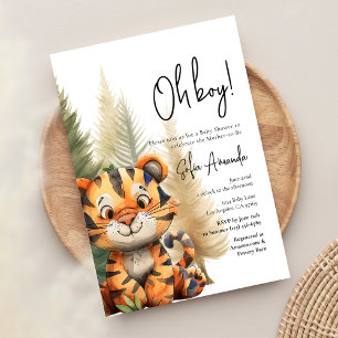 Woodland Cute Animal Tiger Baby shower Kaart