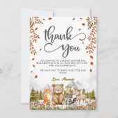 Woodland Cute Animals Baby Shower Bedankkaart (Voorkant)
