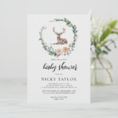 Woodland Cute Animals Deer Baby shower Invitation Kaart (Staand voorkant)