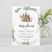 Woodland Cute Animals Lijst Baby shower Kaart (Staand voorkant)