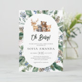 Woodland Cute Animals Lijst Baby shower Kaart (Staand voorkant)