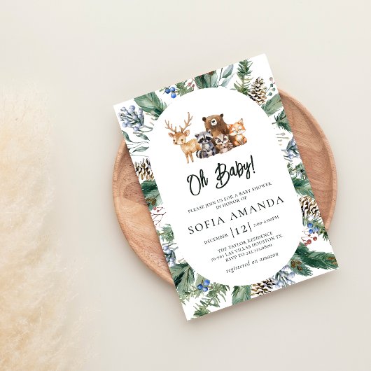 Woodland Cute Animals Lijst Baby shower Kaart