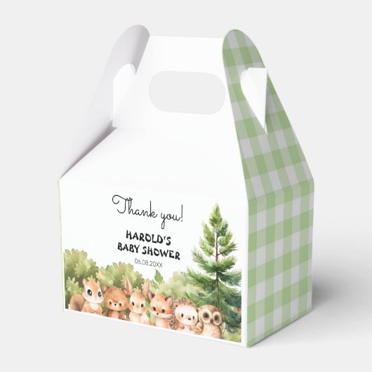Woodland Cute Animals Rustiek Baby shower Bedankdoosjes (Voorkant Zijde)