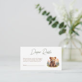 Woodland Cute Baby Bear Diaper Raffle Card Informatiekaartje (Staand voorkant)