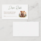 Woodland Cute Baby Bear Diaper Raffle Card Informatiekaartje (Voorkant / Achterkant)