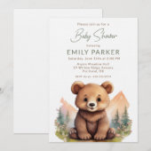 Woodland Cute Baby Bear Shower Invitation Kaart (Voorkant / Achterkant)