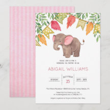Woodland Cute Baby Elephant Baby shower Invitation