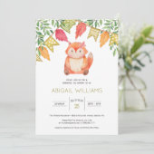 Woodland Cute Baby Girl Fox Baby shower Kaart (Staand voorkant)