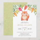 Woodland Cute Baby Girl Fox Baby shower Kaart (Voorkant / Achterkant)