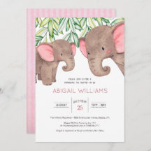 Woodland Cute Baby & Moeder Elephant Baby shower I