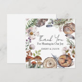 Woodland Cute Forest Animals Baby Shower Bedankkaart (Voorkant / Achterkant)