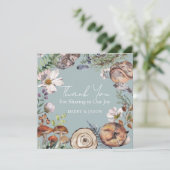 Woodland Cute Forest Animals Blue Baby Shower Bedankkaart (Staand voorkant)