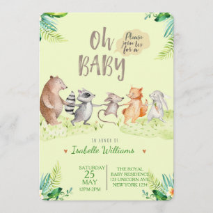 Woodland Dancing Friends Baby shower Invitation Kaart