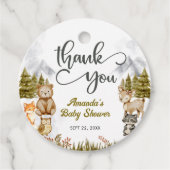 Woodland, dank je, Forest Animals Baby shower Bedankjes Labels (Voorkant)