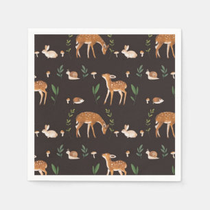 Woodland Dark Fawn Rabbit Snagels Paper Borden Servet