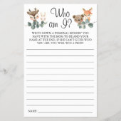 Woodland dat ik Baby shower-spelkaart ben Flyer (Voorkant)