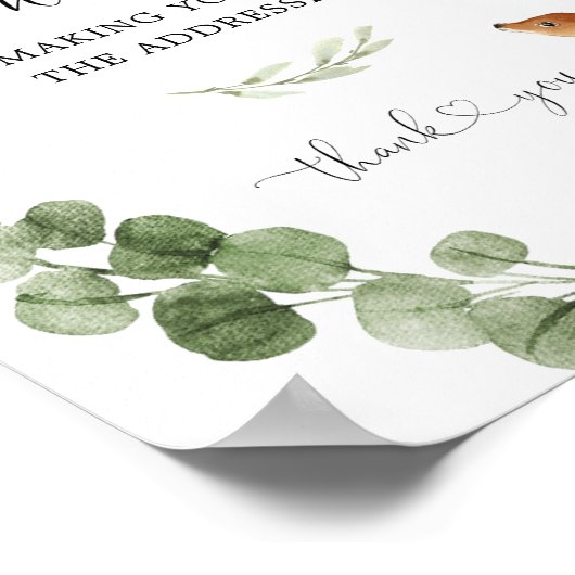Woodland Deer Adres de Envelop baby shower Poster (Hoek)