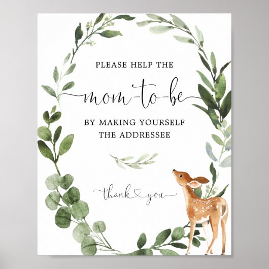 Woodland Deer Adres de Envelop baby shower Poster (Voorkant)