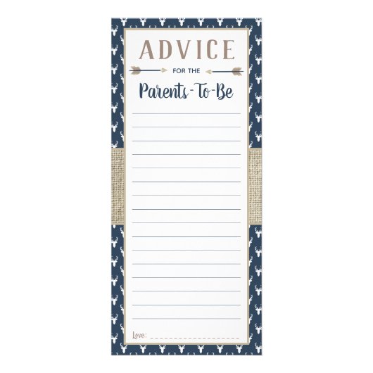 Woodland Deer Advies Kaart, Baby shower, Burlap Reclamekaart (Voorkant)