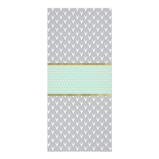 Woodland Deer Advies Kaart, Baby shower, Munt, Gri Reclamekaart (Achterkant)