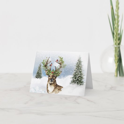 Woodland Deer All Purpose kerstkaart Feestdagen Kaart (Voorkant)