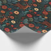 Woodland Deer and Flowers Holiday Gift Wrap Cadeaupapier (Hoek)