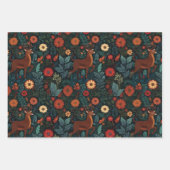 Woodland Deer and Flowers Holiday Gift Wrap Inpakpapier Vel (Voorkant 2)