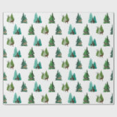Woodland Deer and Pine Trees Pattern Cadeaupapier (Vlak)
