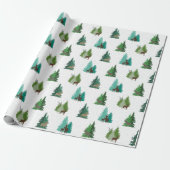 Woodland Deer and Pine Trees Pattern Cadeaupapier (Uitgerold)
